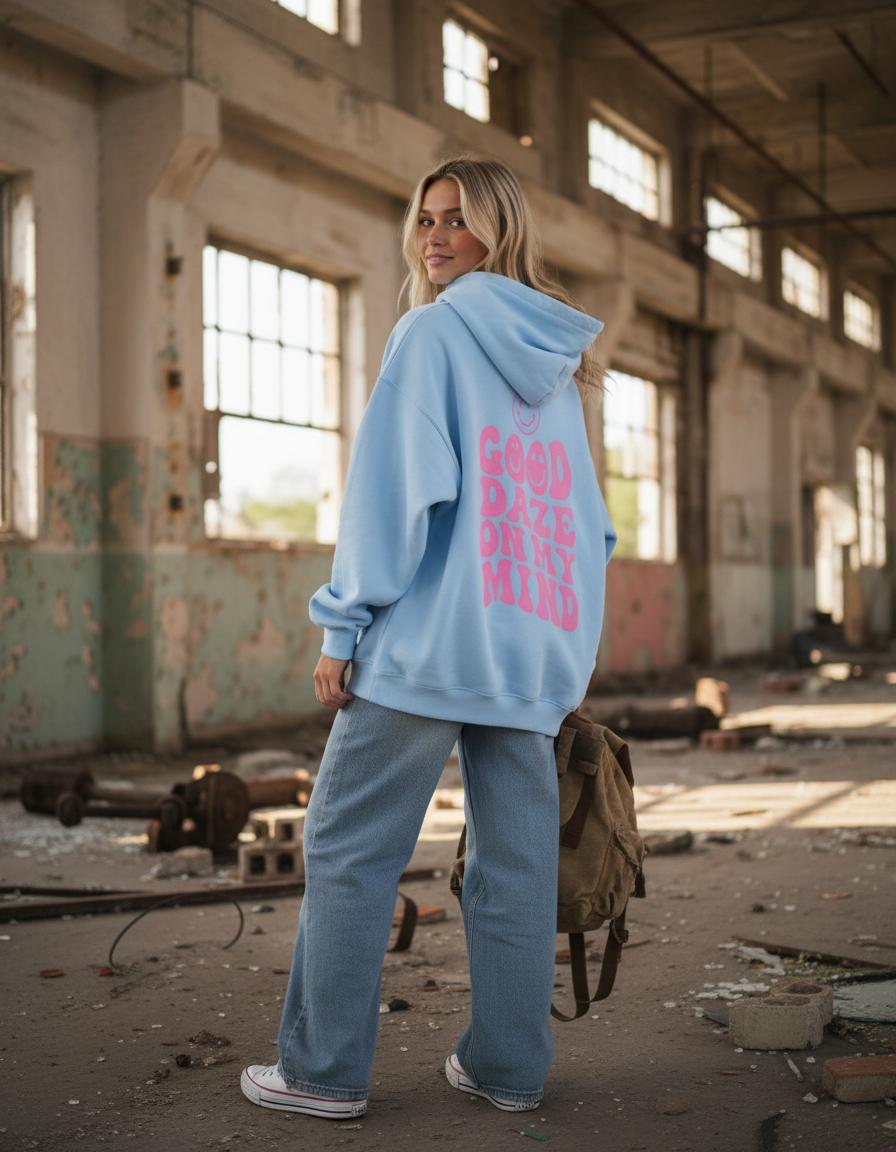 JAXXIE Good Vibes Oversized Hoodie
