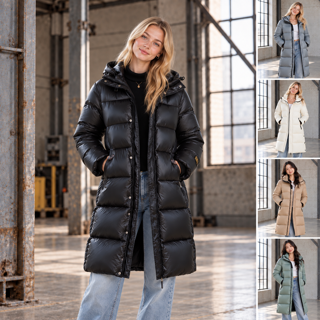 JAXXIE Long Glossy Puffer Jacket