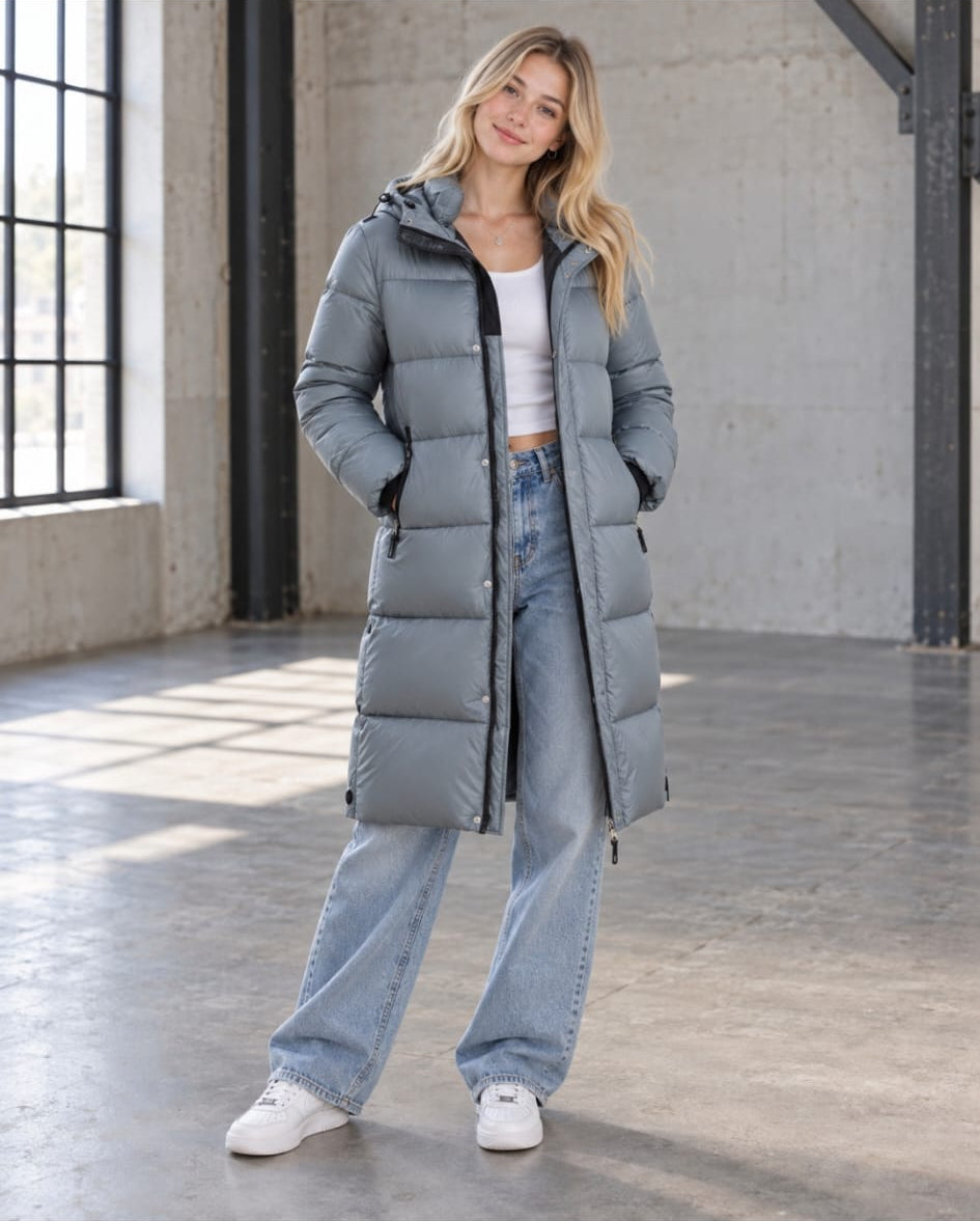 JAXXIE Long Glossy Puffer Jacket