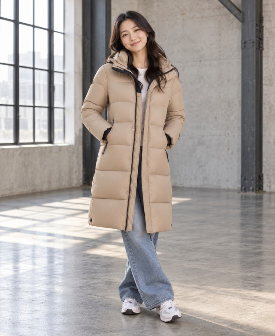 JAXXIE Long Glossy Puffer Jacket